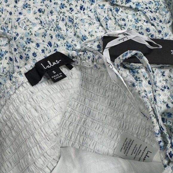 NWT Lulus Top Tier Babe Blue Floral Embroidered Sleeveless Midi Dress (size S) - Picture 8 of 12